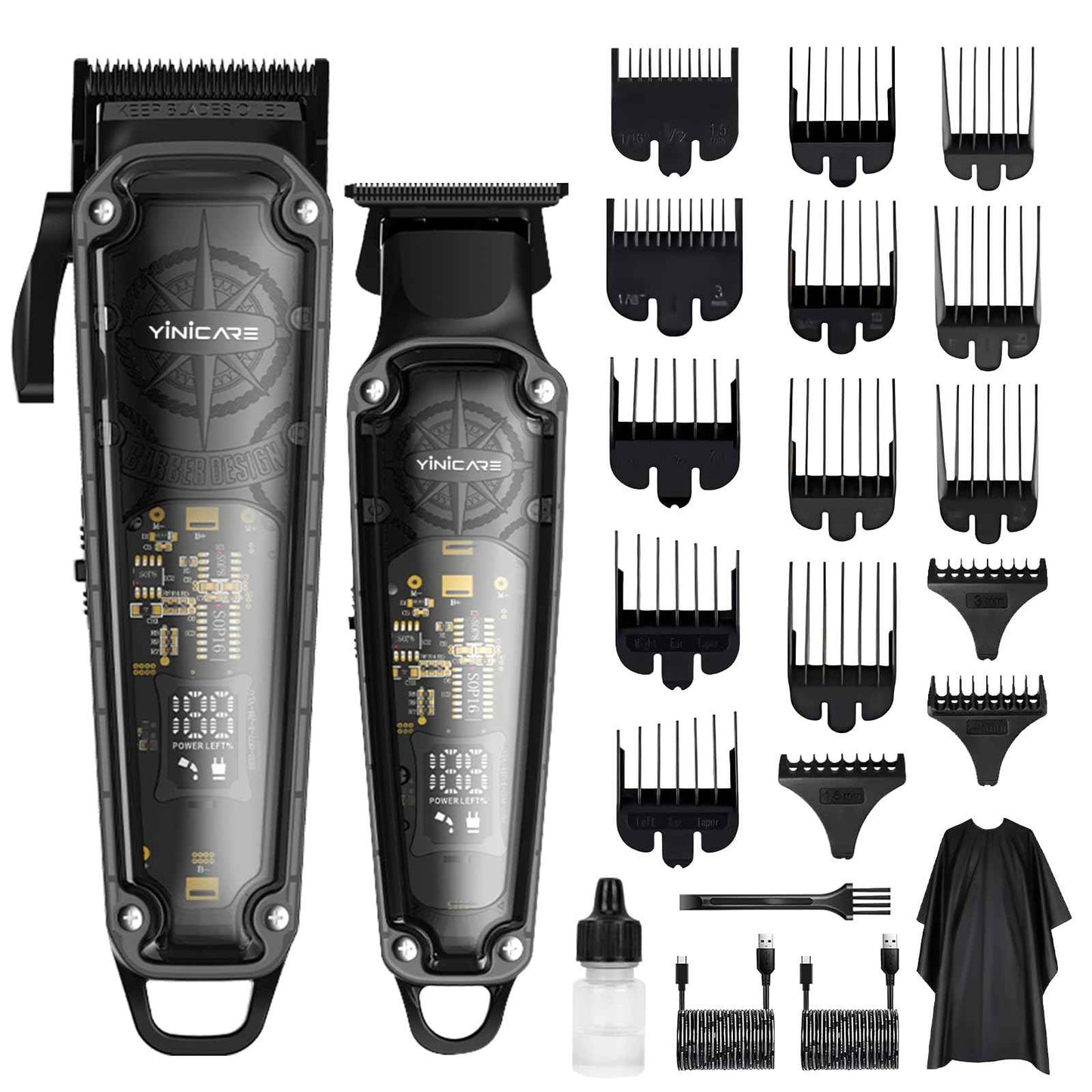 Hair Clippers for Men Barber Kit - Yinicare Professional Cordless Electric Hair Cutting Set with Pomade Hair Clipper, Zero Gap T-Blade Trimmer, Guards for Mens Haircut (Hair Clippers Set)