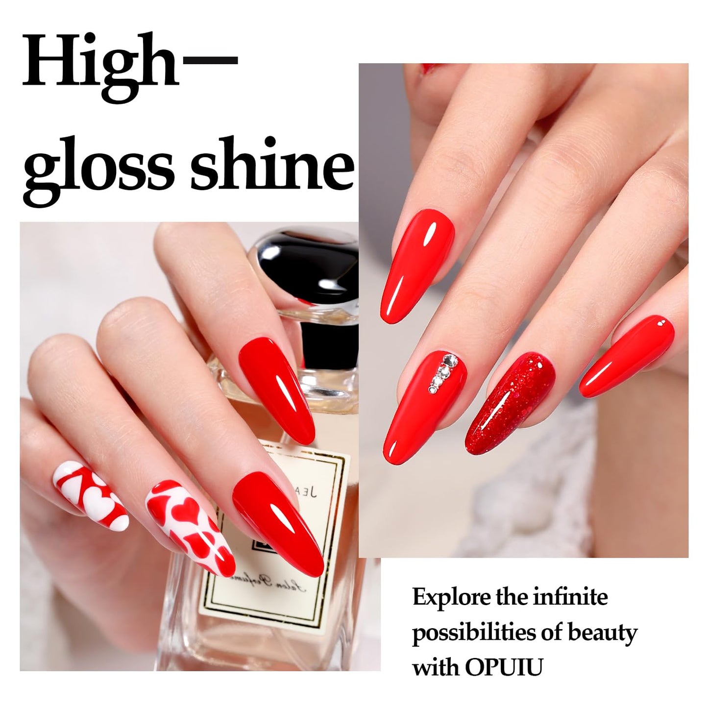 OPUIU Bright Red Gel Nail Polish Winter Christmas Gel Polish Soak Off UV LED Needed Nail Gel 15ml Home Diy Salon Quality Manicure