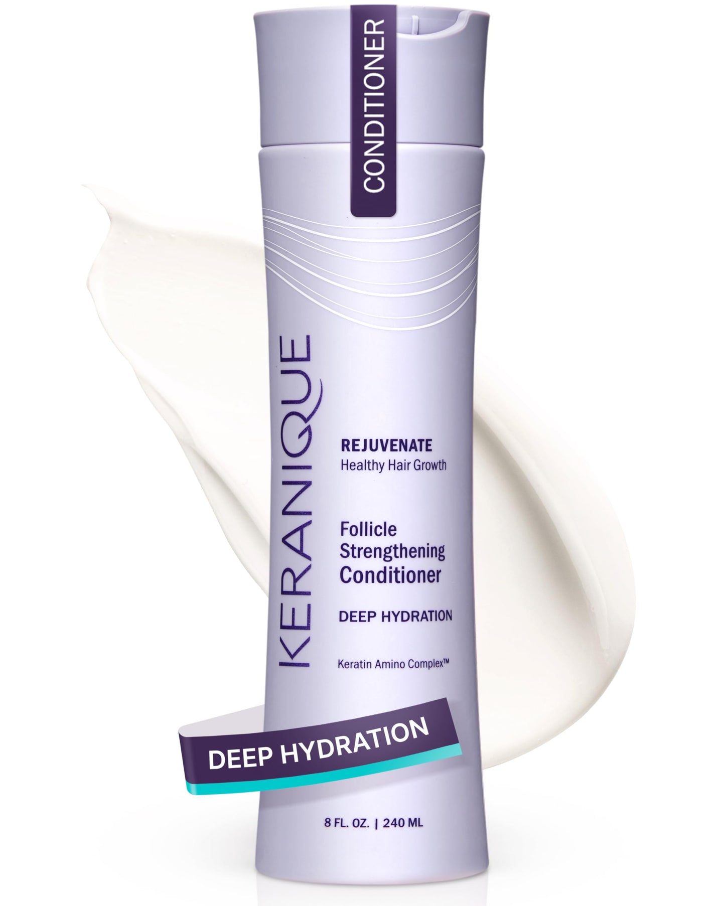 Keranique Keratin Conditioner Deep Hydration for Hair Growth and Thinning Hair, Volumizing, 8 Ounce