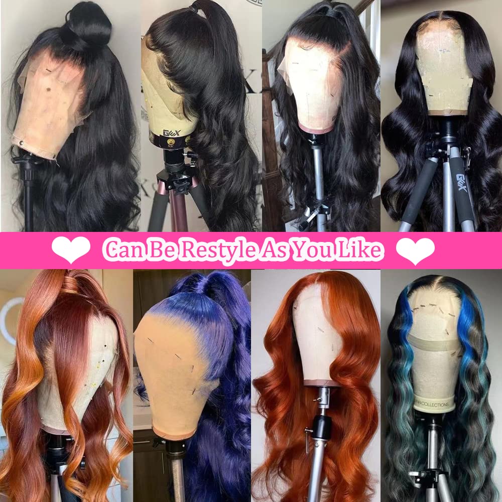 YELHADU Body Wave Lace Front Wigs Human Hair Pre Plucked 13x4 HD Lace Frontal Wigs Human Hair 180 Density Natural Black Wigs for Women Human Hair Lace Front Wig with Baby Hair Glueless 22 Inch