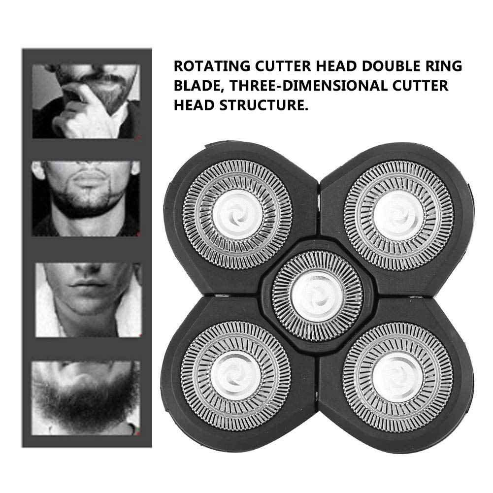 LUCKDANO Men Electric Shavers Replacement Head Electric Beard Shaver 5 Blade Rotating Head Accessory Replacement (Spare 5 Blades)