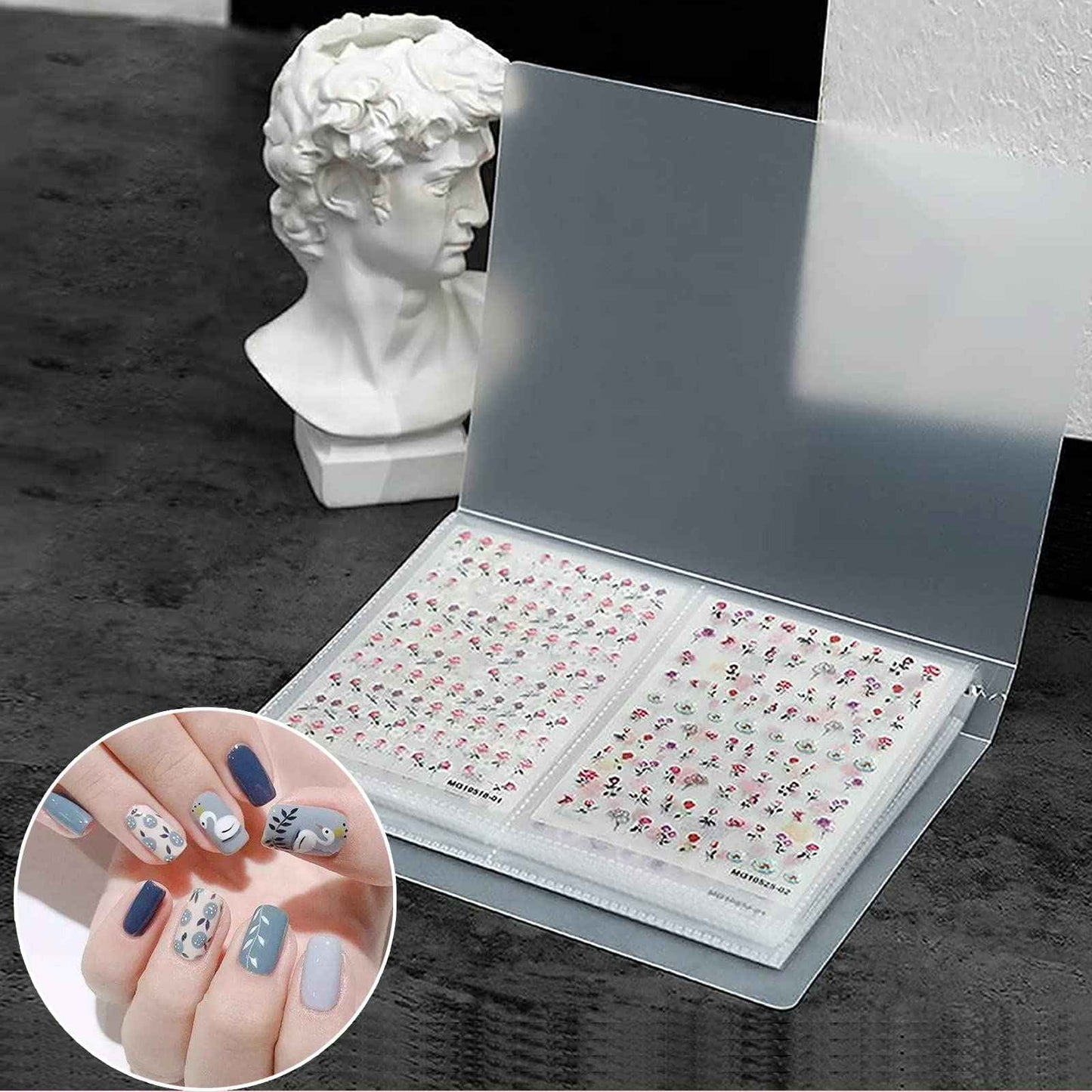 Nail Sticker Album Storage Book 144 Slots Nail Art Decals Stickers Holder Organizer Display Book Collecting Album- No Stickers Included