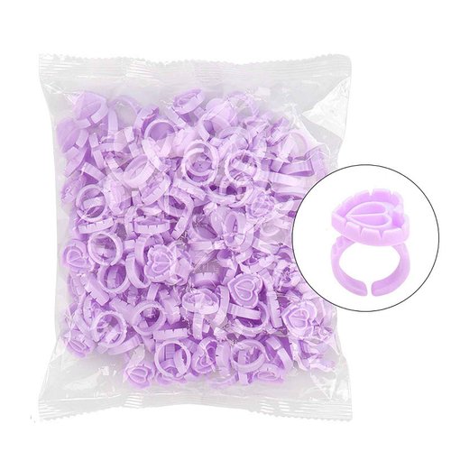 300 PCS Smart Glue Cups for Lash Extension Supplies, Heart & Blossom Glue Rings, Purple