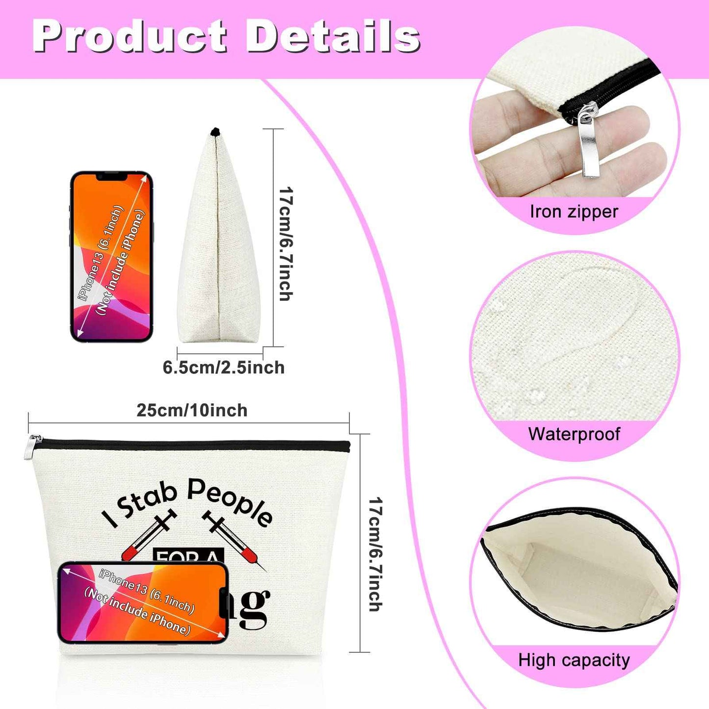 Funny Phlebotomist Gift for Women Makeup Bag Phlebotomy Appreciation Gift Cosmetic Bag Thank You Gift for Medical Technologist Dialysis Technician Practitioner Graduation Gift Travel Toiletry Pouch