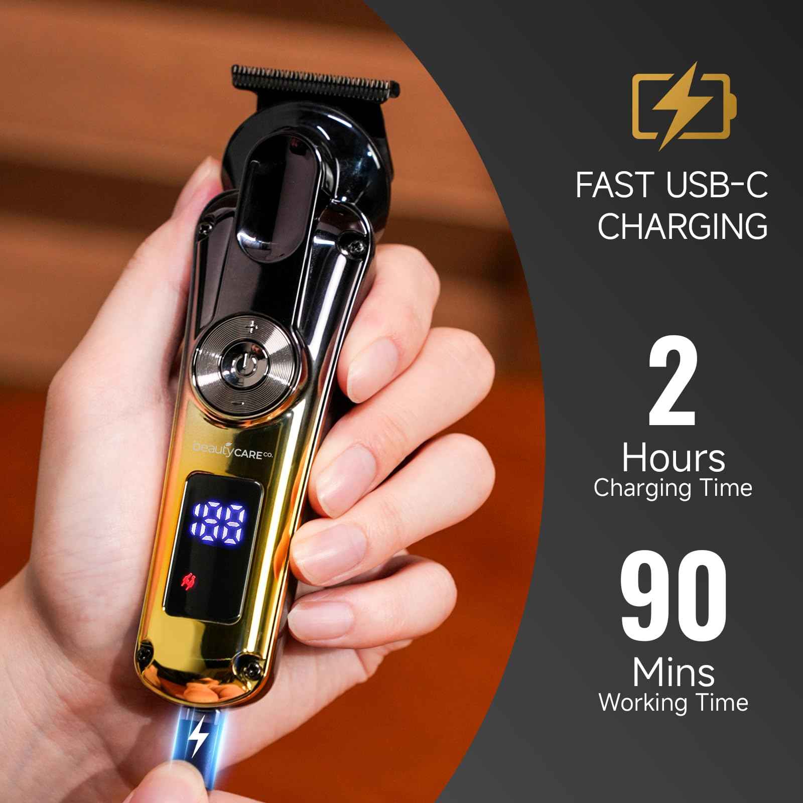 BEAUTYCARE Professional Beard Trimmer for Men - Hair Clippers Men's Grooming Kit,Waterproof Cordless Rechargeable Electric Shaver Zero Gapped Trimmer Fading & Nose Hair Trimmer, Grooming at Home