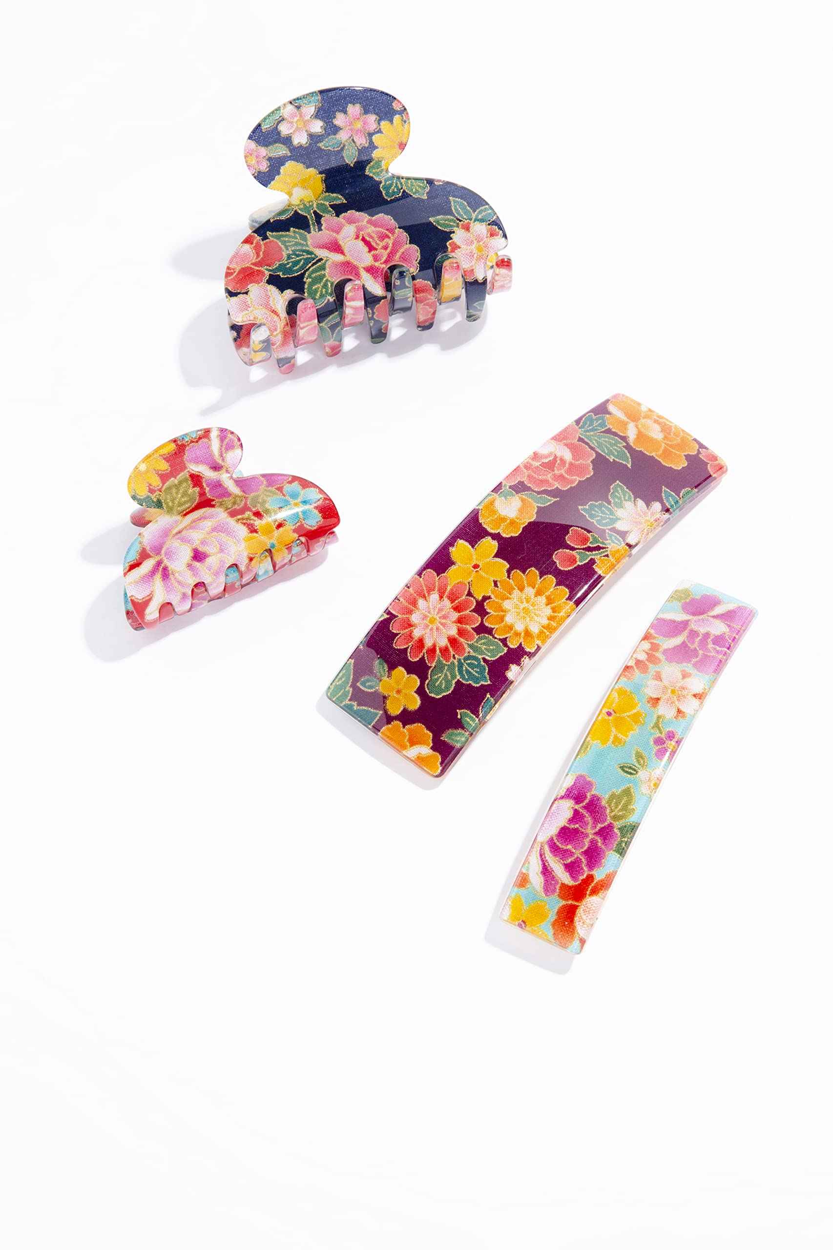 France Luxe Large Rectangle Barrette - Kyoto Red