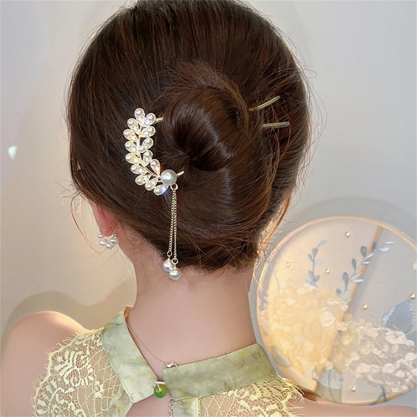 2 Pcs Metal Hairpin Flower Hair Chopsticks Pearl Hair Stick Handmade Classic Hair Pins for Women Girls-043