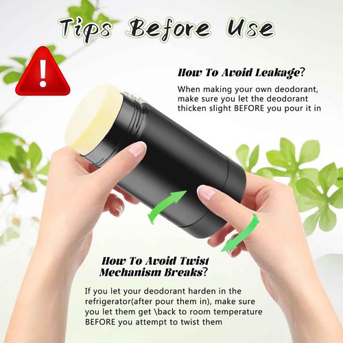 DMuuuDM 12 Pack 2.5 oz/75ml Plastic Deodorant Container,Empty Round Twist-Up Bottom Filling Stick Tube for Deodorant,Solid Lotion Bar,Body Balm,Soap Stick,Sunscreen-UPSIDE DOWN FILLING (Black)