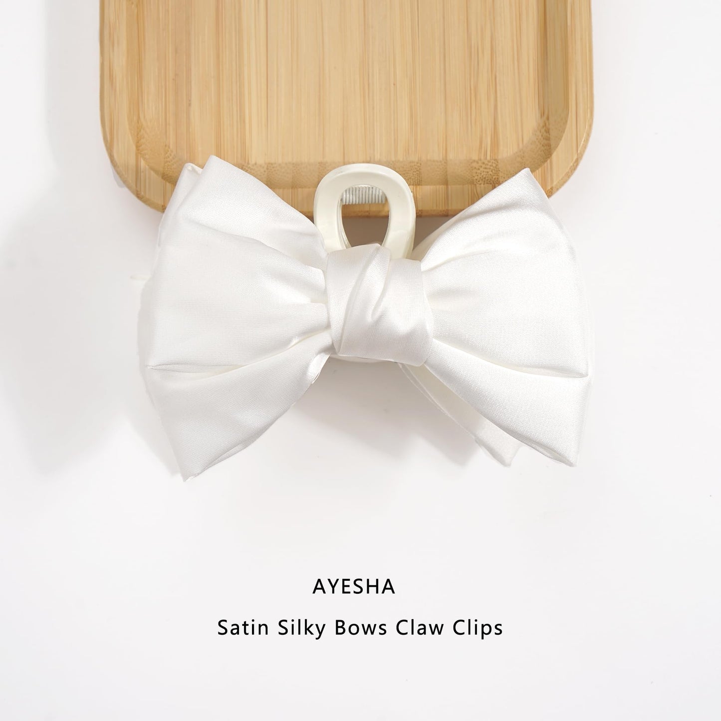 Ayesha Hair Claw Clips - 2pcs Bow Hair Clips for Women Girls Ribbon Bow Hair Clips Big Satin Silky Bows Jaw Clips Barrettes Hair Accessories - Non-Slip and Durable, Wide Application, Lightweight