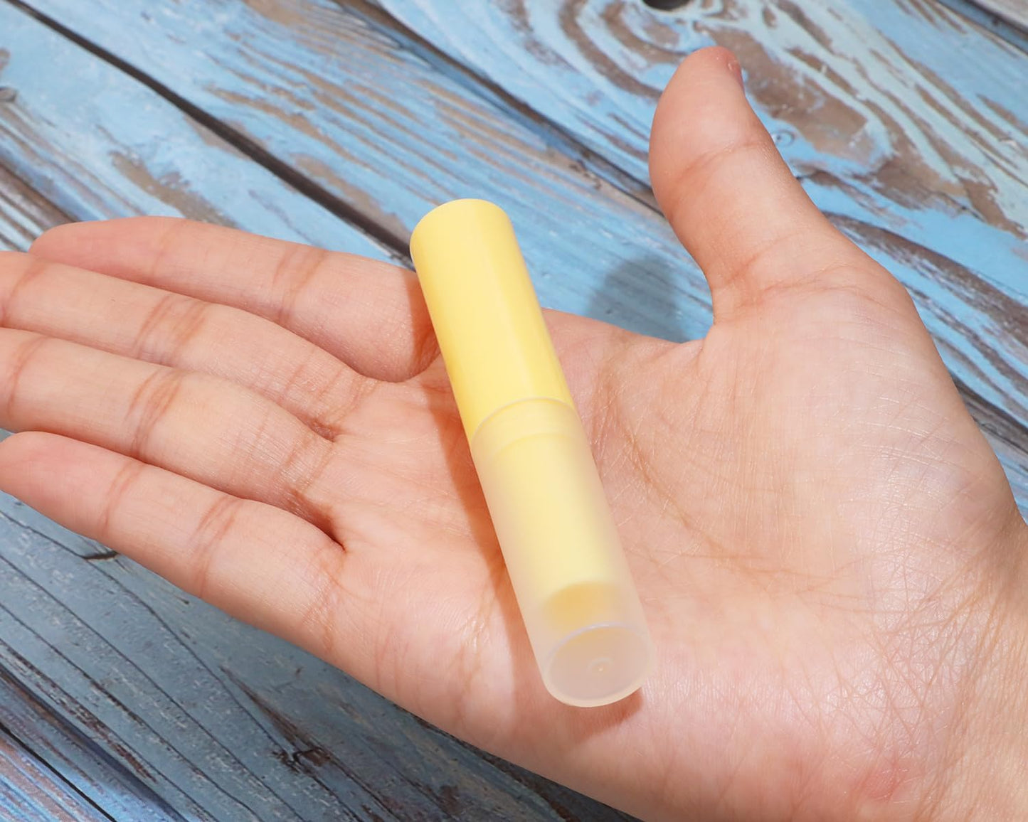 Mini Skater 0.14oz Empty Flavored Lip Balm Container Tubes Plastic Homemade Moisturizing Lip Stick with Caps Bulk Fit for Women Adult DIY Making Supplies, 25 Count (Yellow)