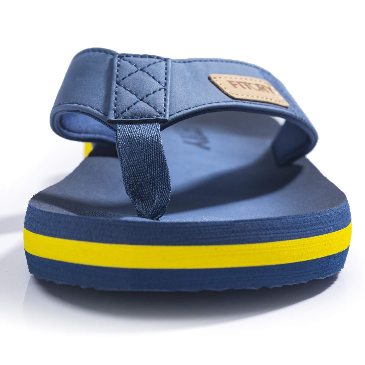 FITORY Men's Flip-Flops, Thongs Sandals Comfort Slippers for Beach Blue/Yellow Size 6