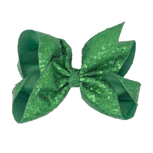 Yuese 1PCS Hair Bows for Girls 8 Inch Sequins Large Bows Alligator Hair Clips Sparkly Glitter Accessories for Women Teens Girls Kids (Green)