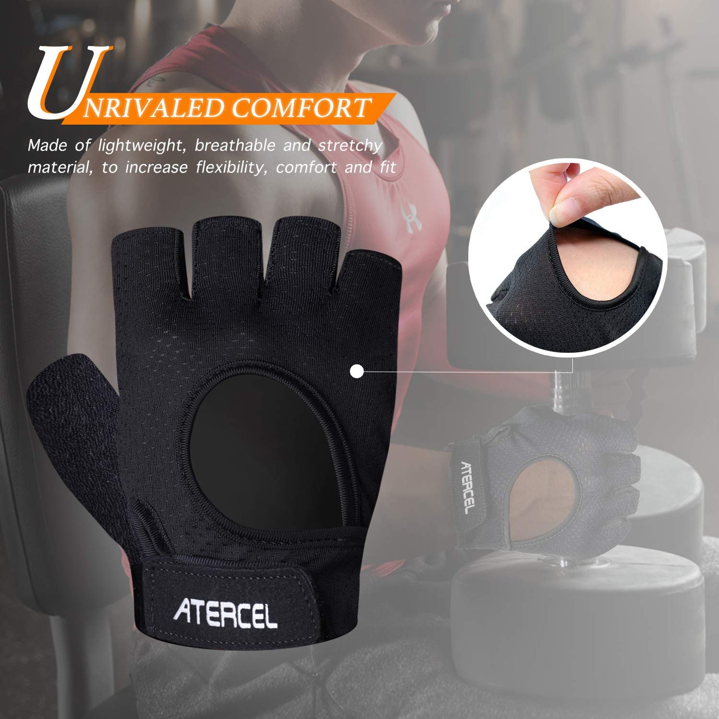 ATERCEL Weight Lifting Gloves Full Palm Protection, Workout Gloves for Gym, Cycling, Exercise, Breathable, Super Lightweight for Men and Women(Black, S)