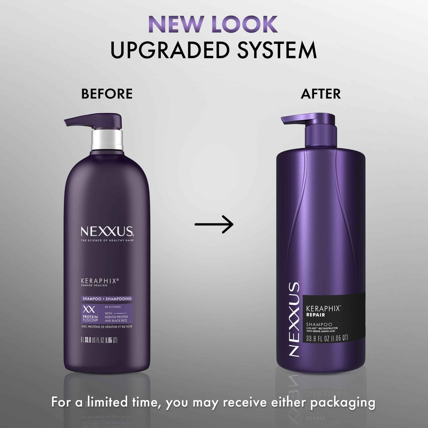 Nexxus Keraphix Shampoo With ProteinFusion for Damaged Hair Keratin Protein, Black Rice, Silicone-Free 33.8 oz
