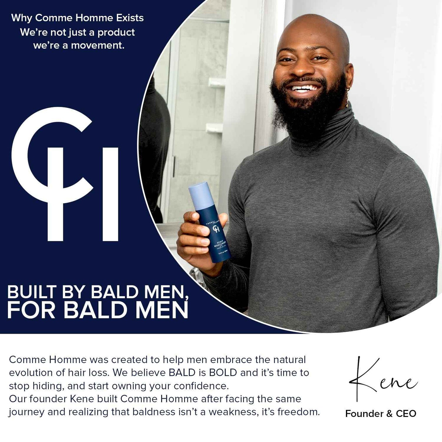 Comme Homme Hydrating Scalp Wash for Bald Men | Daily Face & Scalp Cleanser with Aloe, Basil, Tea Tree & Caffeine | Gently Cleanses, Soothes & Energizes | Pack of 2 (5 fl oz Each)