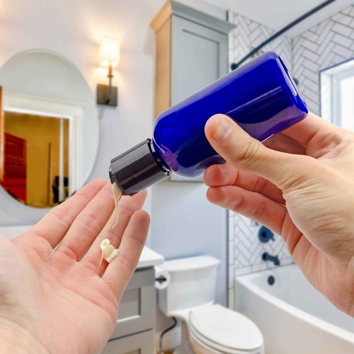 Cornucopia Brands 4oz Empty Cobalt Blue Plastic Squeeze Bottles with Disc Top Flip Cap (Pack of 6) BPA-Free Containers For Shampoo, Lotions, Liquid Body Soap, Creams