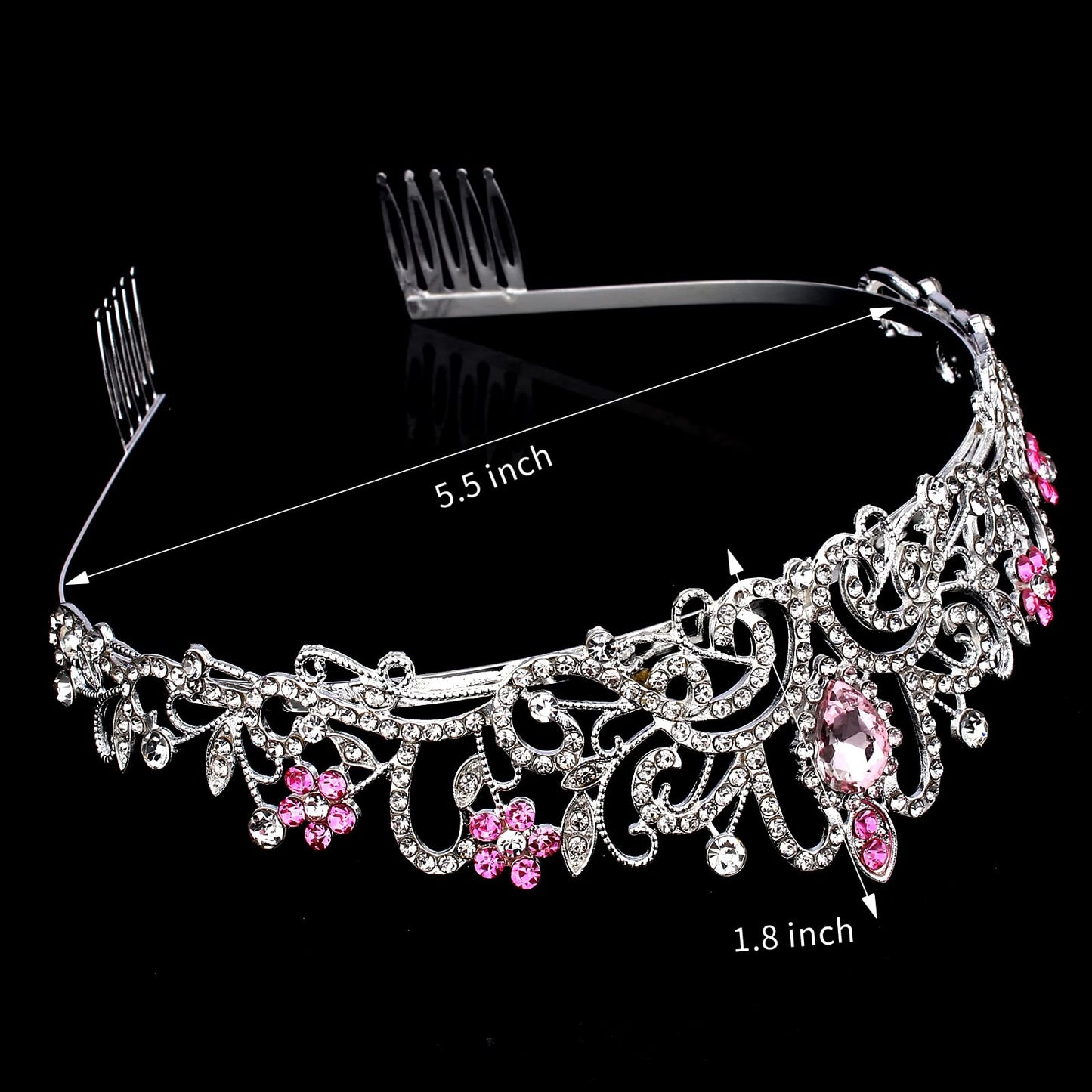 KICOSY Pink Crown for Women Princess Tiara Pink Crystal Headband Pink Tiara for Women Queen Crown Adult Women Tiara Crown for Party Hair Accessories for Women