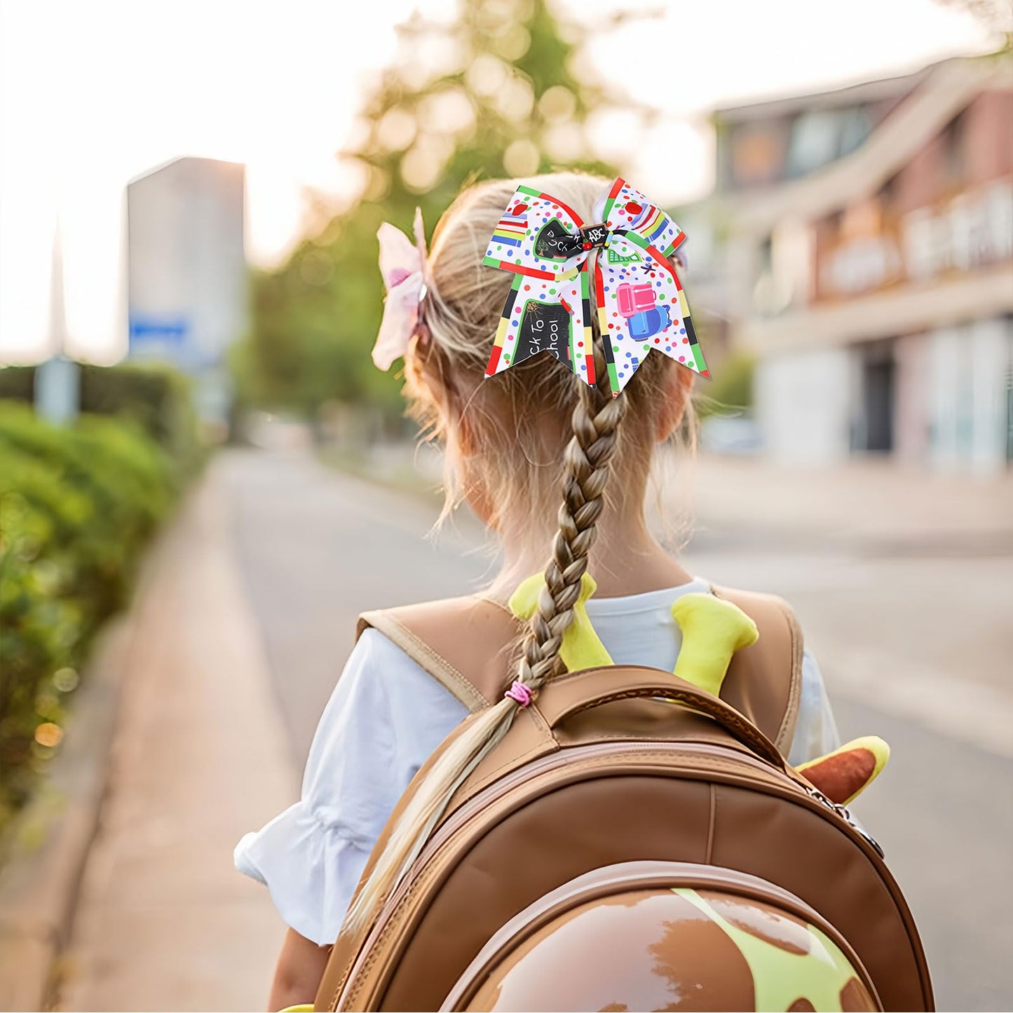 FULANSI Back to School Bows Hair Clips Cute Pencil Bows Hair Barrettes School Bus Blackboard Bow Hairpin Ponytail Holder Grosgrain Ribbon for Women Girls Back to School Season Hair Accessories