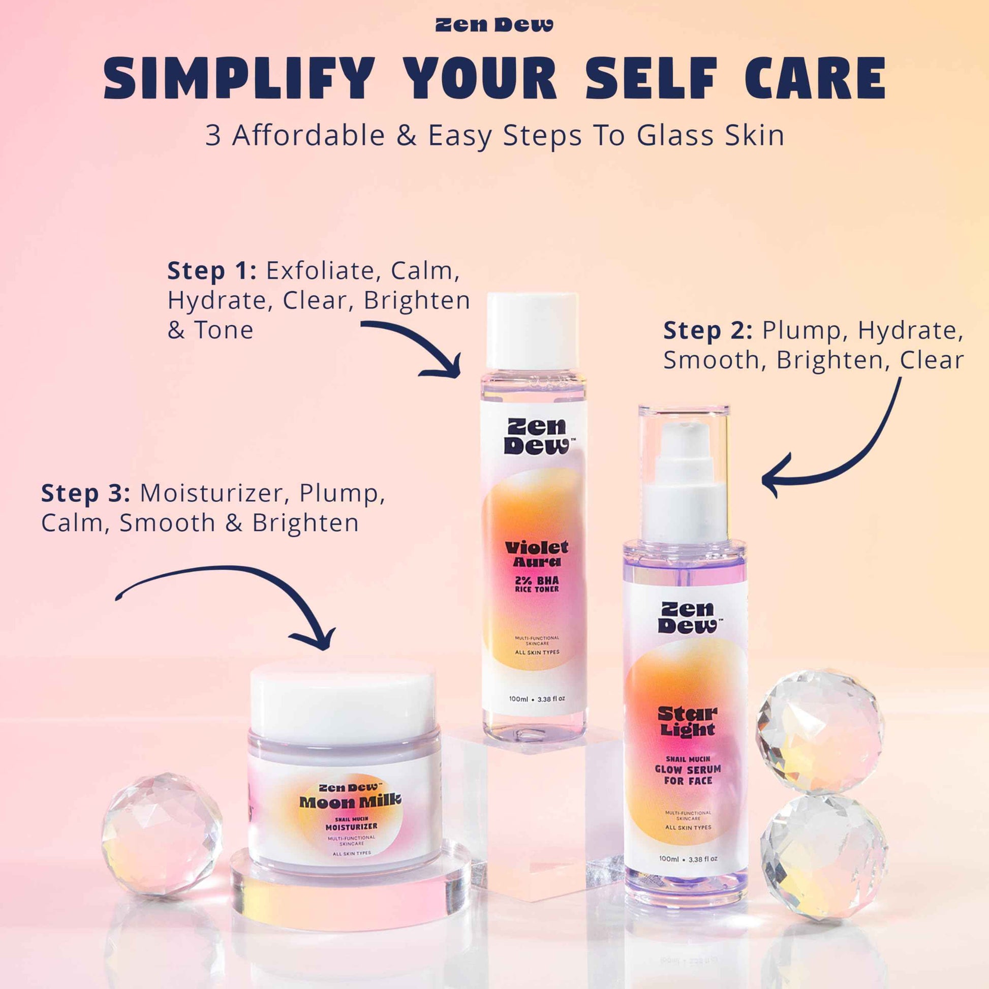 Zen Dew Moon Milk Snail Mucin Moisturizer Gel Cream (3.52 oz) Korean Snail Mucin Serum Cream that Replenishes Moisture & Leaves Skin Brighter, Plumper, Soothed & Smooth