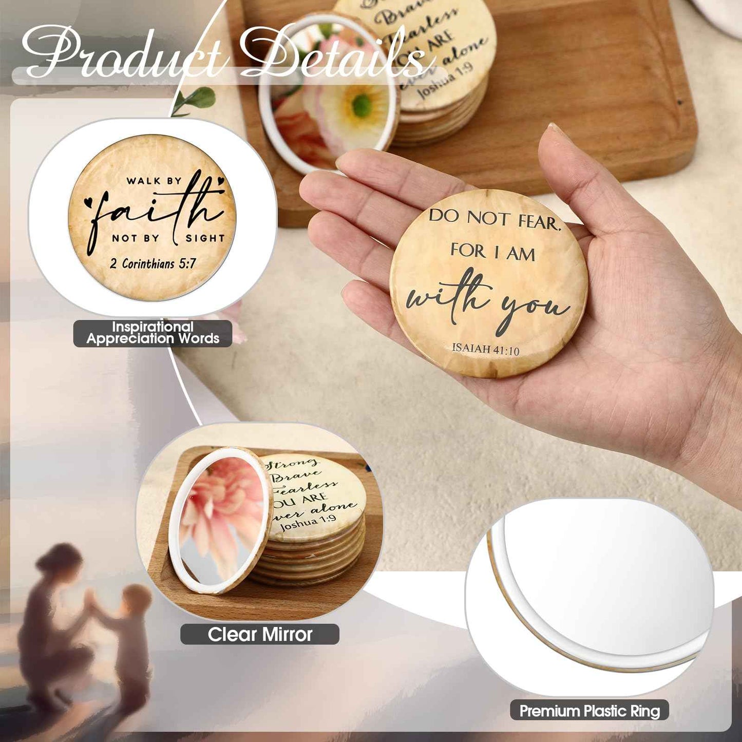 GlikCeil 72 Pcs Christmas Christian Compact Mirrors for Women Retro Inspirational Bible Verse Pocket Makeup Mirrors Religious Employee Appreciation Gift for Friendgiving Coworker Church Party Favor