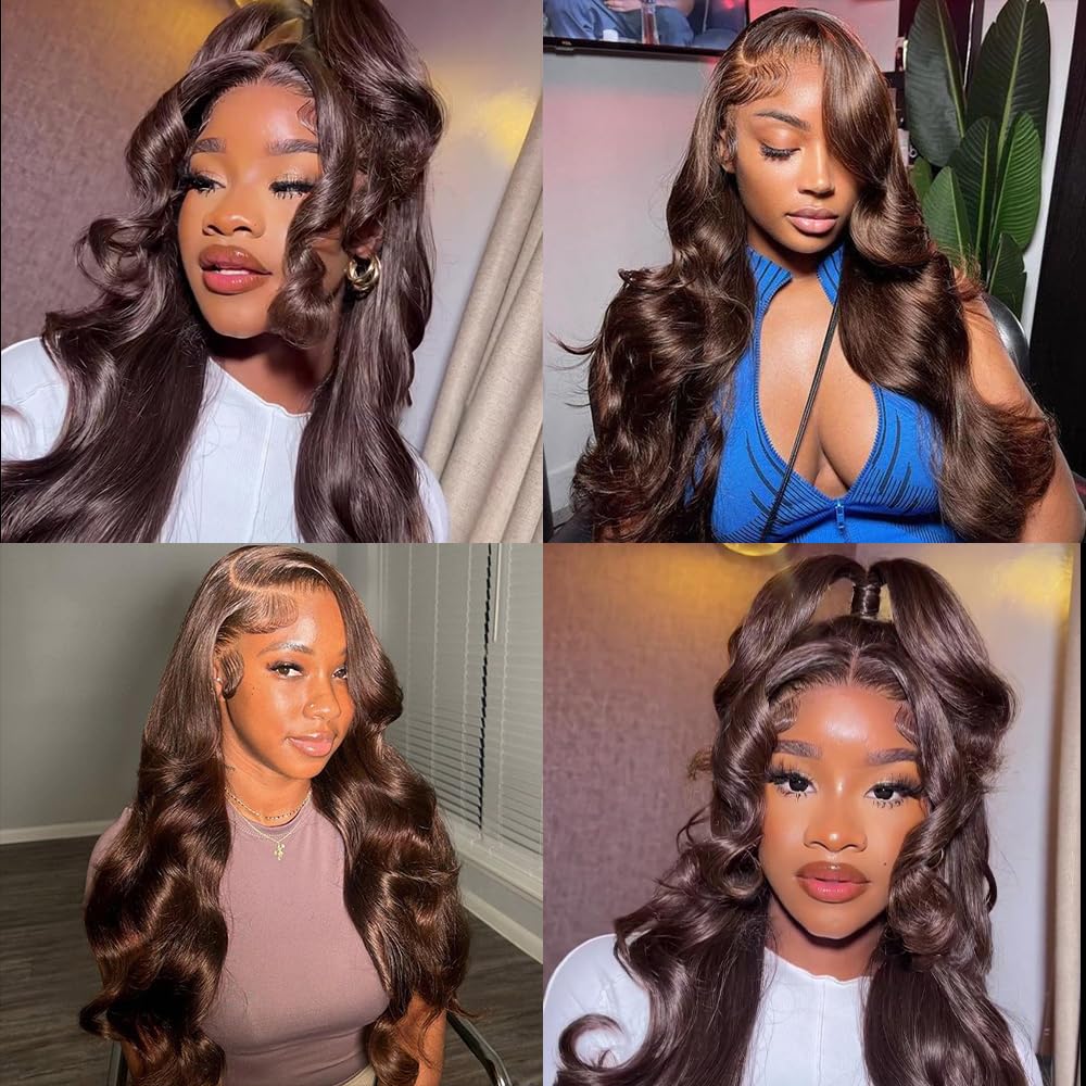 ALLRUN Brown Body Wave Bundle Human Hair 16 Inch Hair Weave Human Hair 1 Bundle 10A 100% Unprocessed Brazilian Remy Virgin Raw Hair Bundles Body Wave Extensions 4# Color