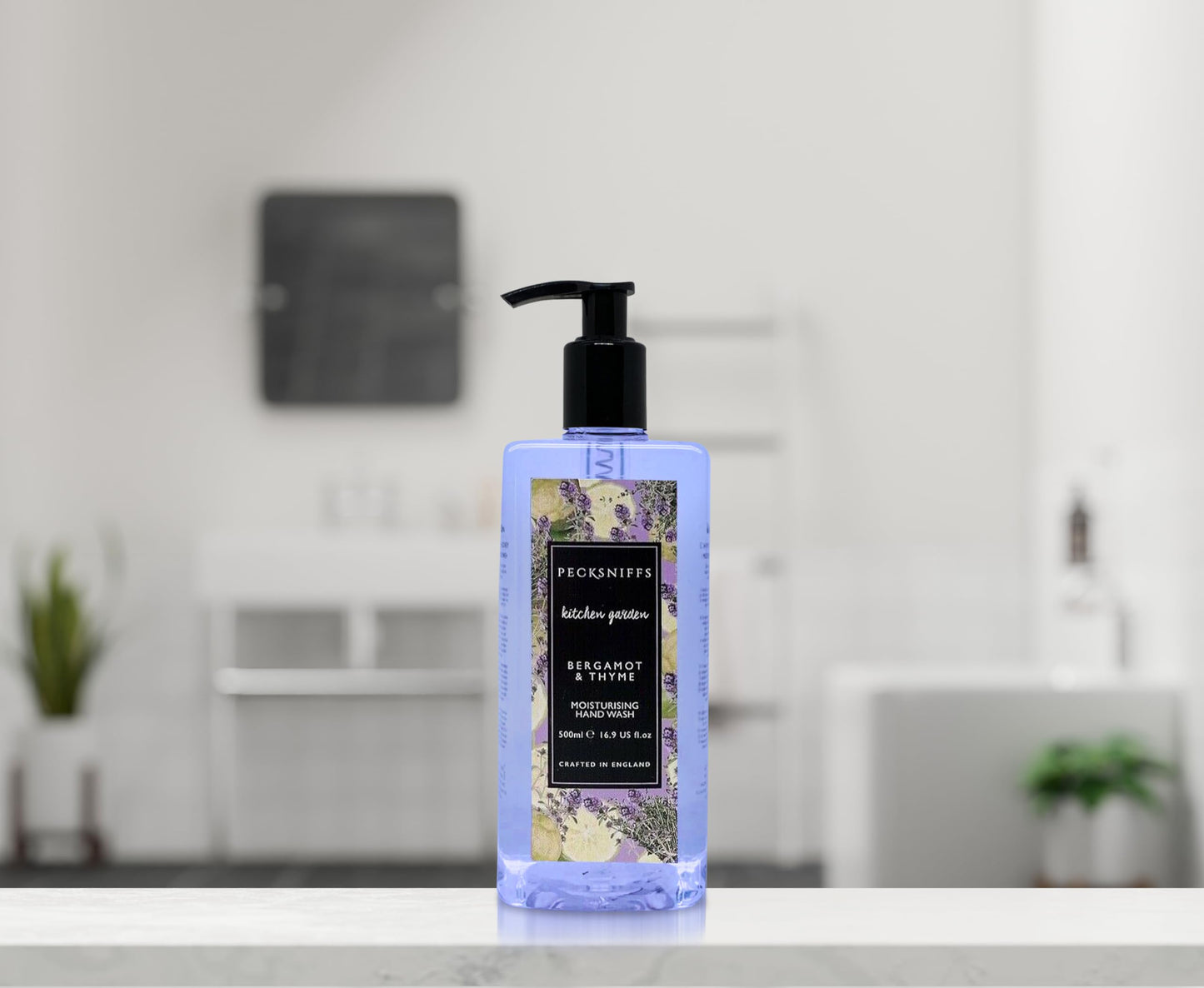 Pecksniff's Moisturizing Hand Wash - Vitamin B Enriched, Natural & Gentle Cleanser, Luxurious Hand Wash 500ml/16.9 fl oz (Bergamot & Thyme)