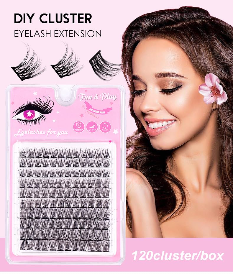 120pc Wispy Lash Clusters - DIY Eyelash Extensions, C Curl, 10-14mm