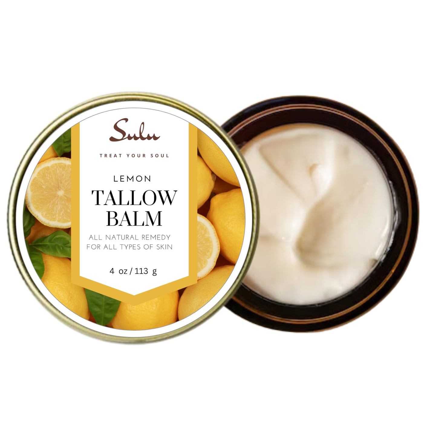 SULU ORGANICS Natural Whipped Tallow Balm for Face and Body, Natural Moisturizer made with Grassfed Beef Tallow- 4 oz/113 g (Unscented)