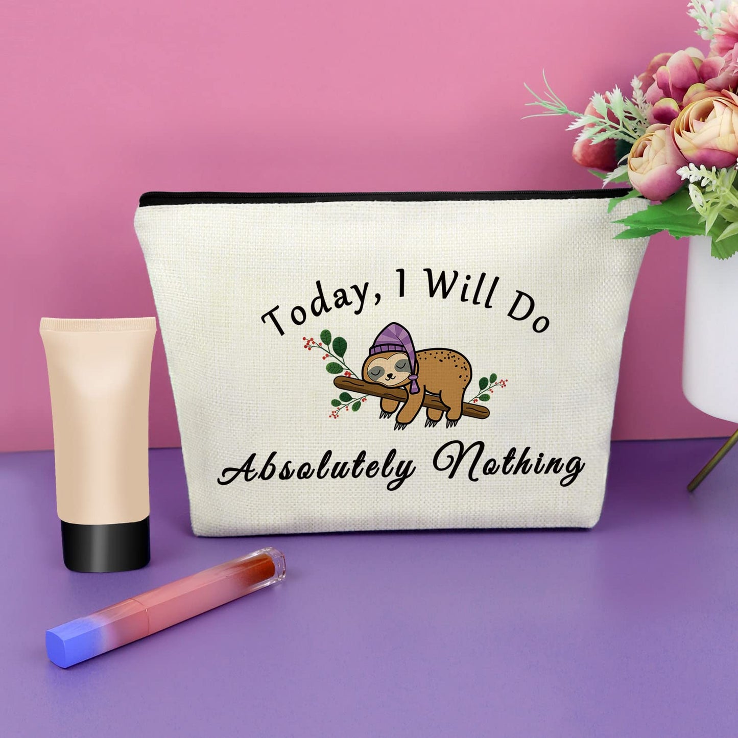 Sazuwu Sloth Gifts for Women Sloth Lover Gifts Makeup Bag Funny Lazy Sloth Gifts for Friend Sloth Themed Birthday Gifts Cosmetic Bag Animal Lovers Gifts for Girls Christmas Gifts Travel Pouch