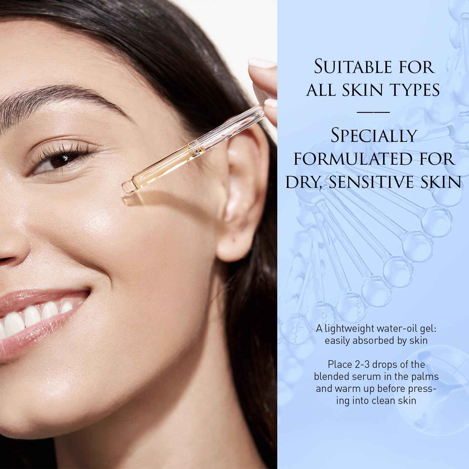 GELLÉ FRÈRES Squalane+B5 Hydrate & Soothe Facial Serum for Dry, Sensitive Skin, Repairing and Calming Skincare, for All Skin Types, 30ml