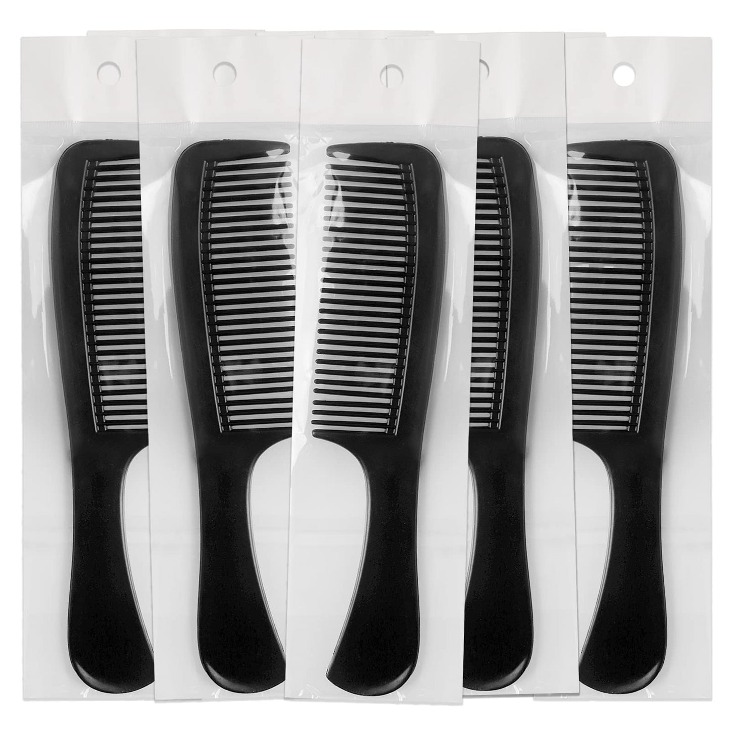 Gisdo 50 Pack Plastic Combs, Wide Longer Teeth Design, Individually Wrapped, Bulk Combs For Hotel, Airbnb, Shelter/Homeless/Home/Charity(Black, 8 Inch 50 Pack)