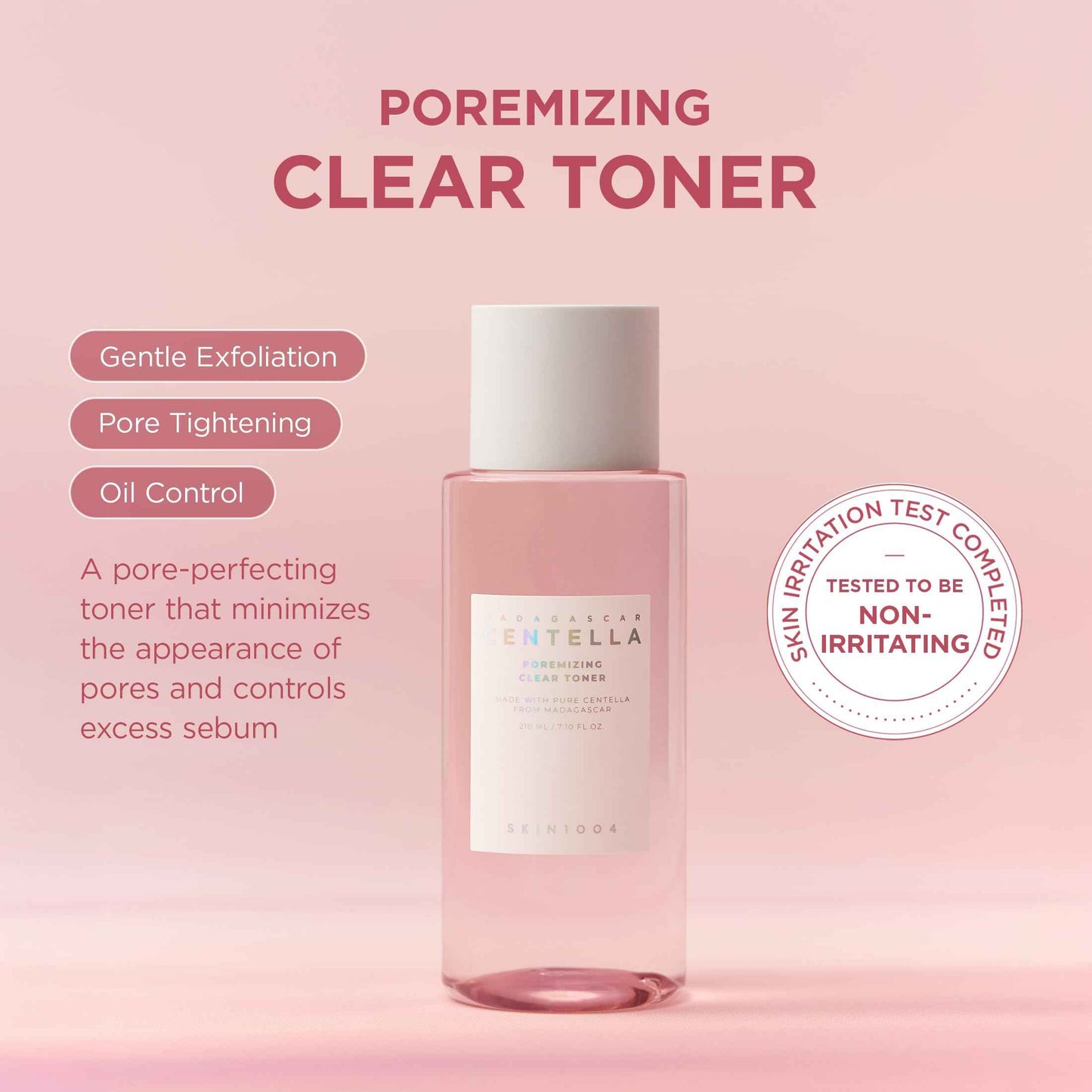 SKIN1004 Poremizing Clear Toner 7.10 fl.oz, 210ml, Korean Face Toner with Himalayan Pink Salt & Madagascar Centella, Facial Toner for Pore Care & Oil Balance, Hydrating Essence, Korean Skin Care