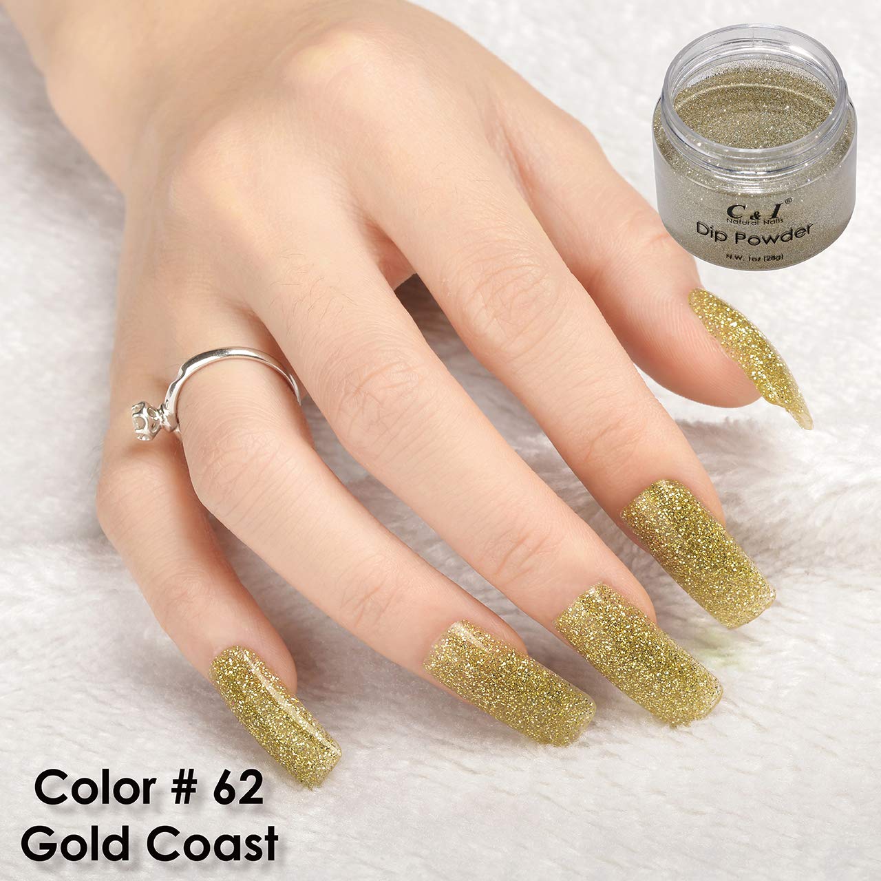 C & I Dip Powder Color No.062 Gold Coast, Pearl Shine Color System, 28g