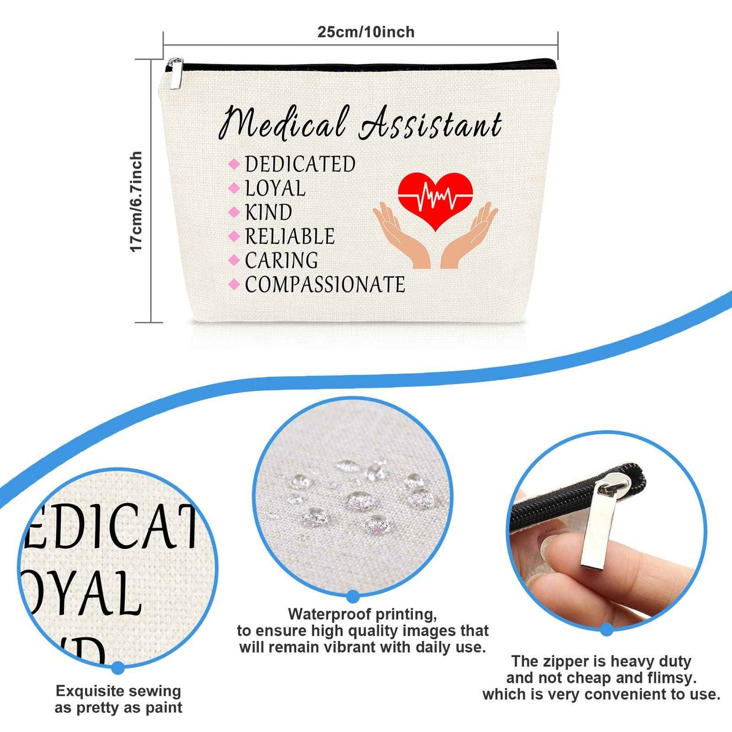 3 Pcs Medical Assistant Thank You Gift Makeup Bag MA Gifts Cosmetic Bag Nurse Appreciation Gift Birthday Thanksgiving Christmas Nurses Day Graduation Gifts for Medical Assistant Nurse