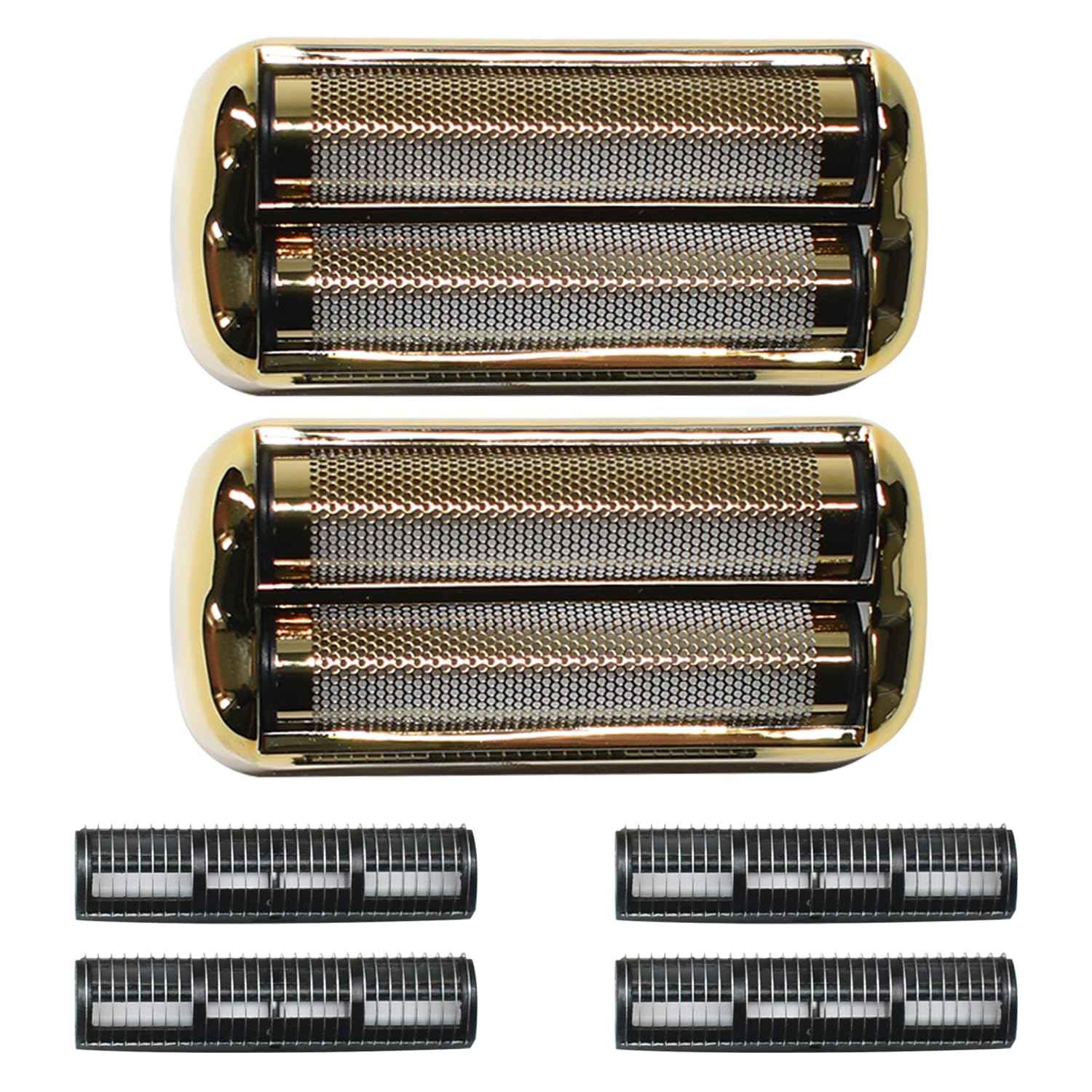 2PCS Replacement Foil and Cutters for BaBylissPRO Barberology Electric Shaver, Double Foil Shaver Replacement Head Compatible with BaBylissPRO FXFS2 Shaver (Gold)