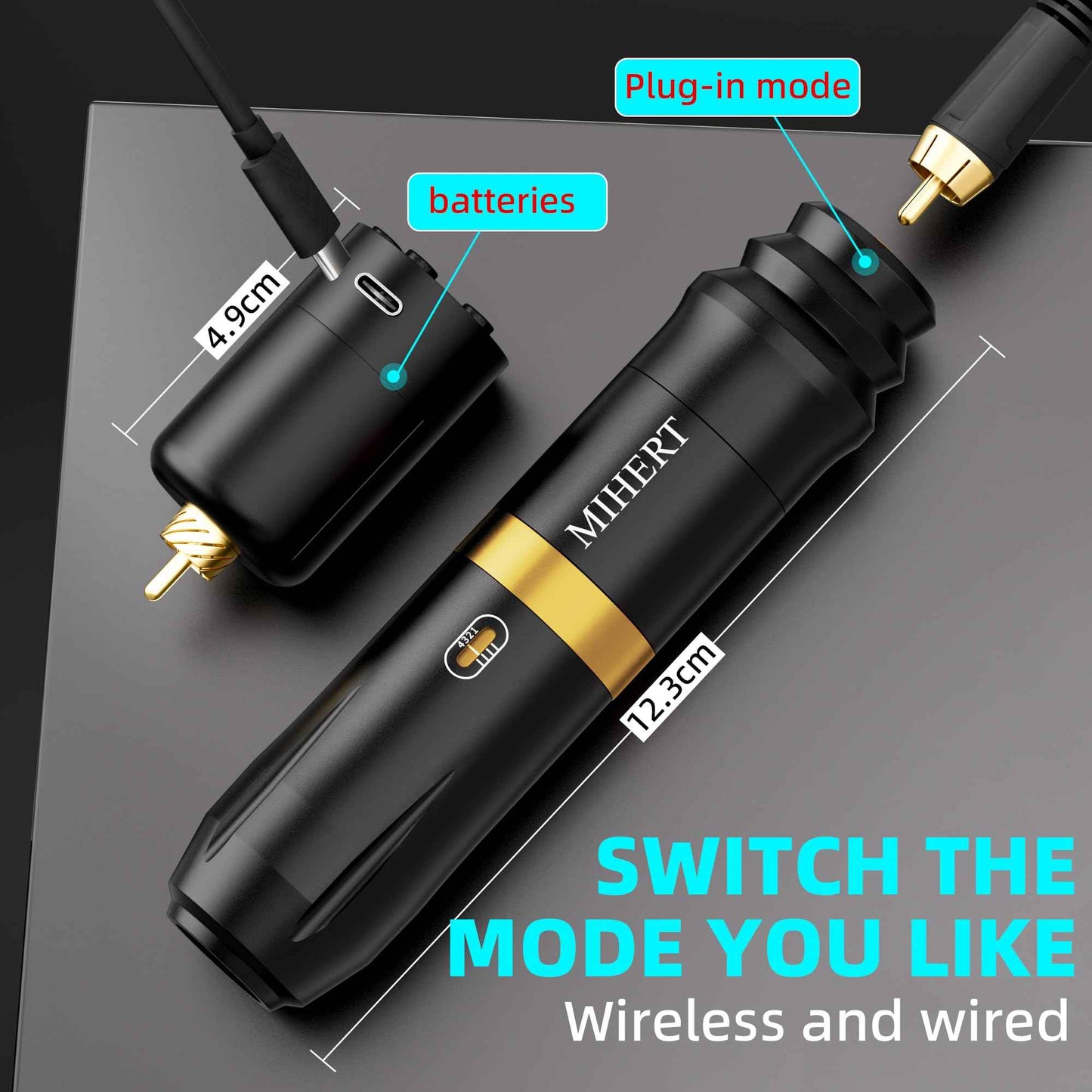 MIHERT Tattoo Gun Kit with Wireless Rotary Tattoo Machine, 1500mAh Battery, 20 Tattoo Cartridge Needles, 7 Tattoo Inks, Tattoo pen for Beginners and Professionals (TK-SZ-BG01)