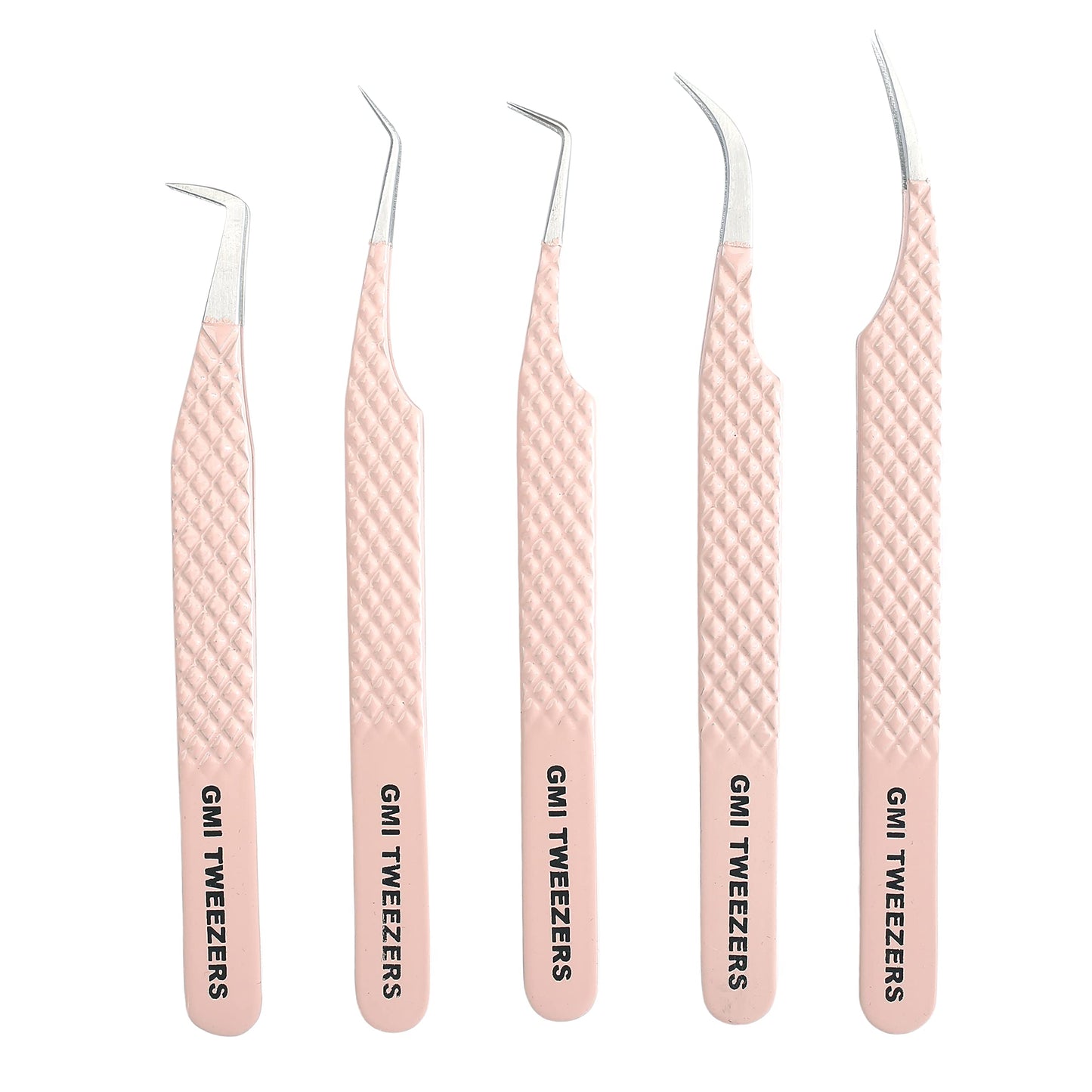 GMI TWEEZERS GMI Lash Tweezers - Set of 5 Eyelash Tweezers- Stainless Steel Eyelash Extension Tweezers - Multipurpose Lash Tweezers T2233 Tweezer