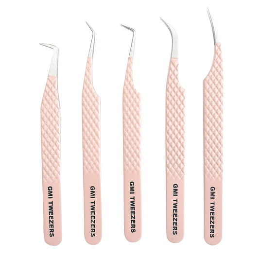 GMI TWEEZERS GMI Lash Tweezers - Set of 5 Eyelash Tweezers- Stainless Steel Eyelash Extension Tweezers - Multipurpose Lash Tweezers T2233 Tweezer