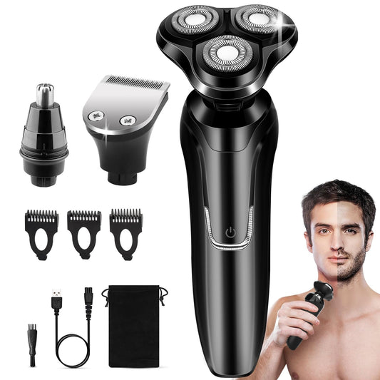 Electric Razor for Men,Men's Electric Shavers Rotary Replacement Waterproof Rechargeable,Electric Shaver for Men Cordless Floating Head Replaceable Blades,Portable Travel Razor Ideal Men Gift