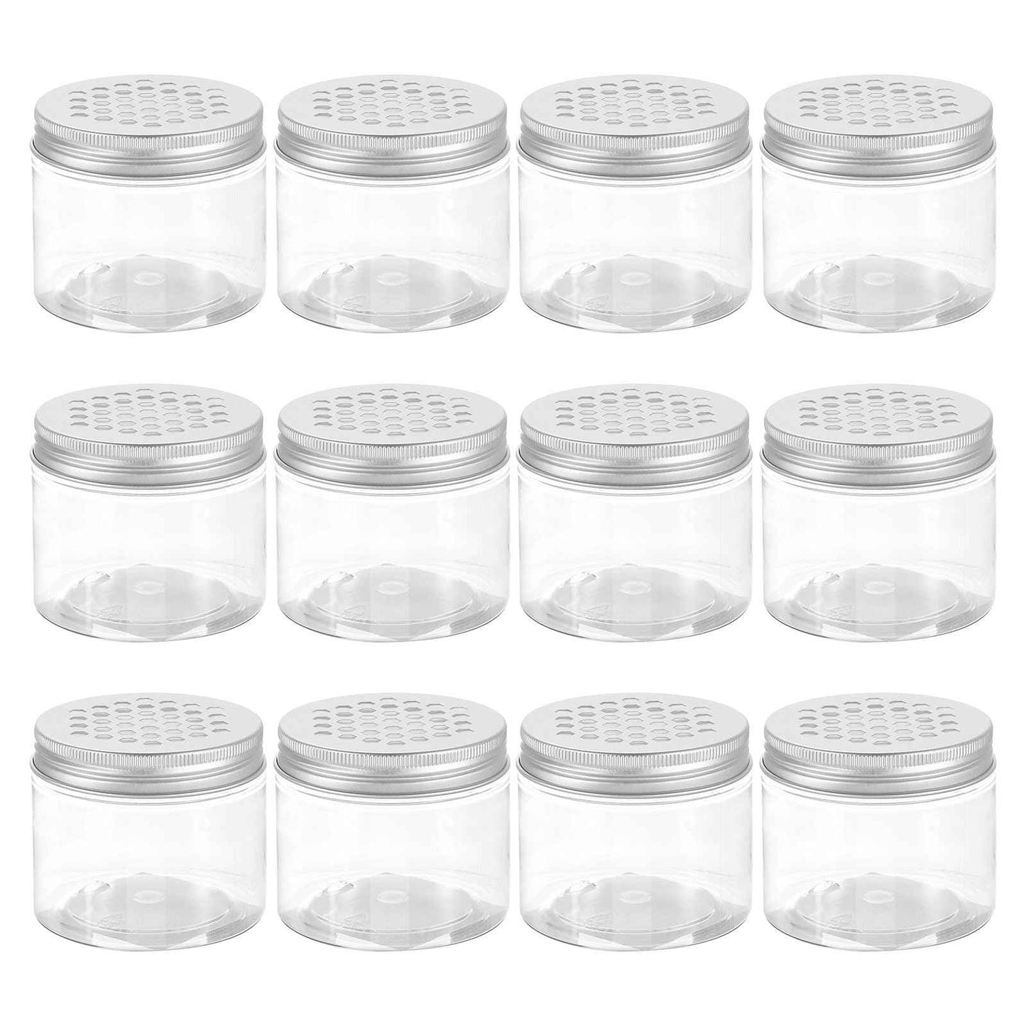 HARFINGTON 12 Pcs Empty Scent Beads Storage Container 5oz/150ml Air Freshener Tins Round Refillable Spice Containers Plastic Jars Sample for Travel Storage