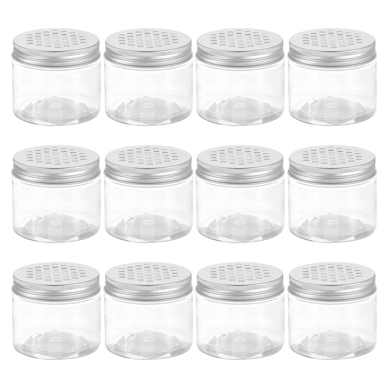 HARFINGTON 12 Pcs Empty Scent Beads Storage Container 5oz/150ml Air Freshener Tins Round Refillable Spice Containers Plastic Jars Sample for Travel Storage
