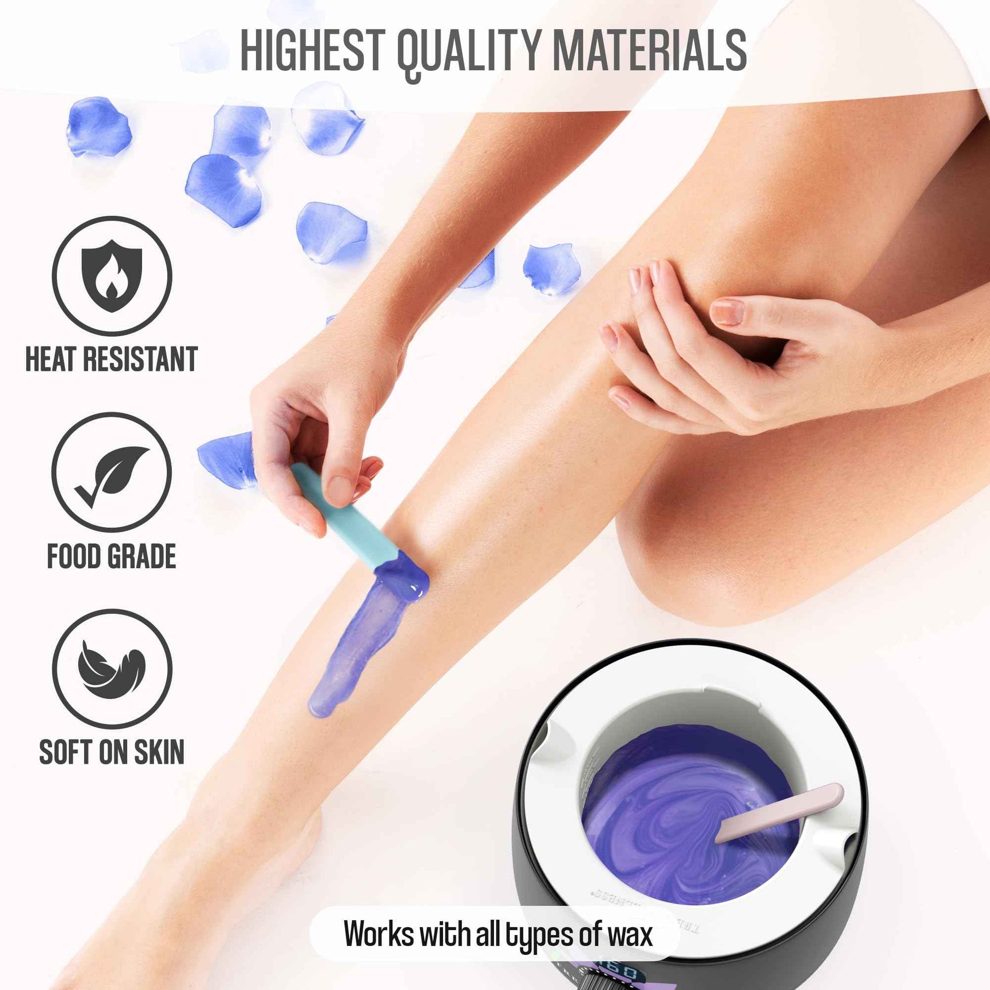 Tress Wellness Wax Warmer Silicone Liner - Easy to Clean Silicone Wax Warmer Bowls with 2x Silicone Spatulas Compatible with 16oz Electric Waxing Kit