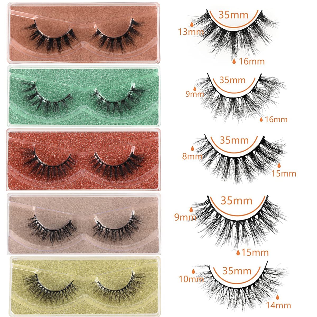 APCYUST Lashes Bulk 50 Pair Wholesale Short Lash Natural Look Fluffy Mink Eyelashes 5D Faux Mink False Lash Cat Eye Fake Eyelash Soft Wispy Strip Eye Lashes with Individual Portable Lash Pack