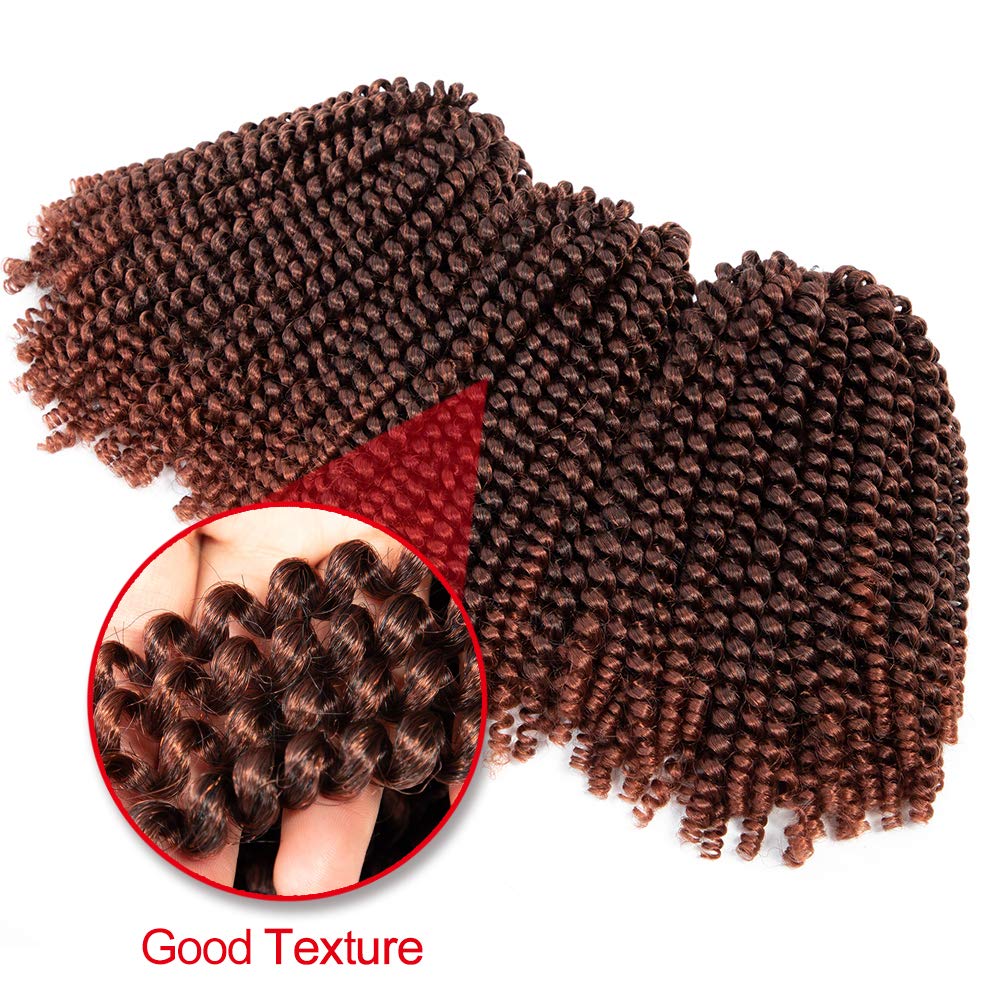 6 Pack Spring Twist Crochet Braiding Hair 10 Inch Bomb Twist Crochet Braids Ombre Colors Low Temperature Kanekalon Synthetic Fluffy Hair Extensions 20 Strands 90g/Pack (10inches, T350#)