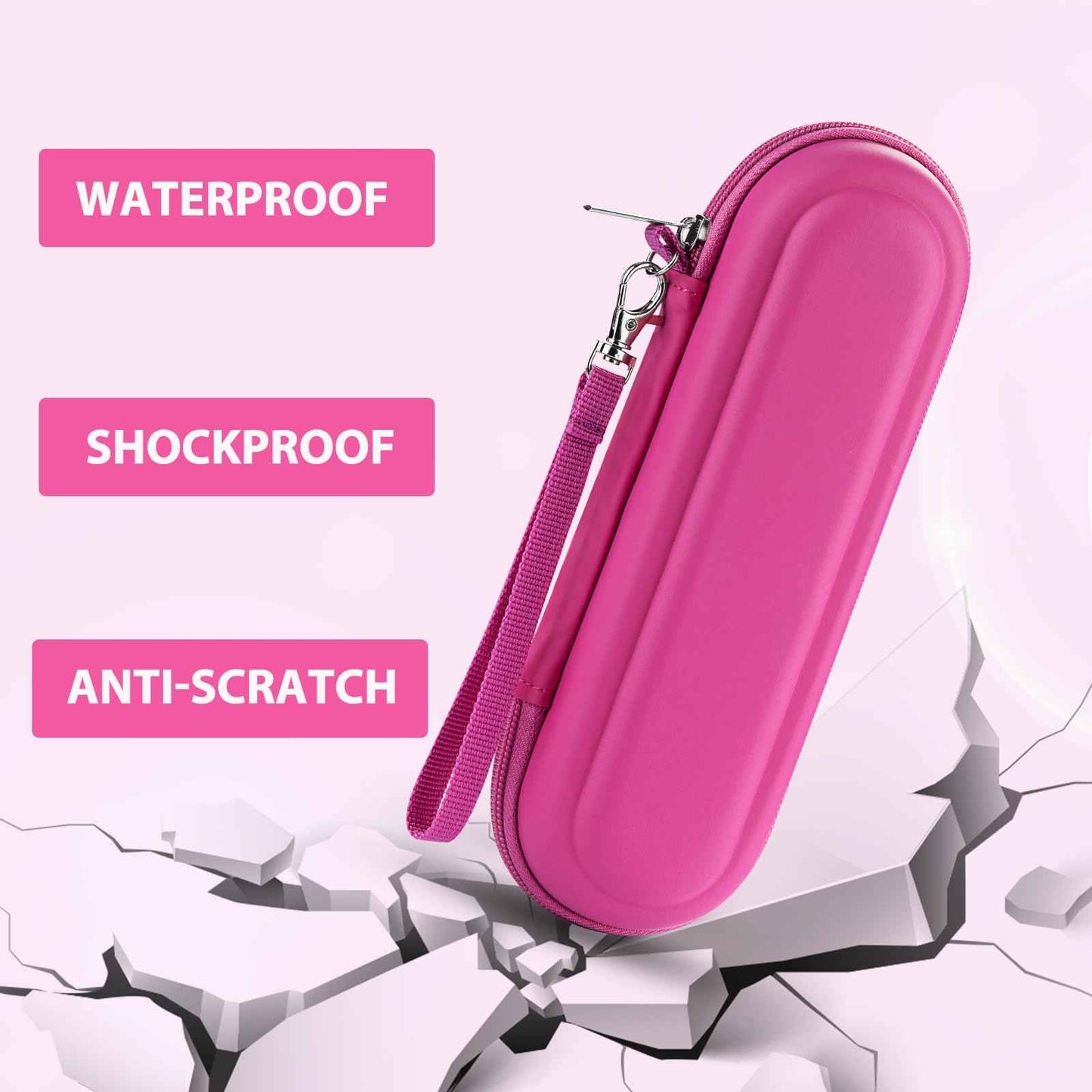 TYSORETY Toothbrush Travel Case for Oral B/Oral-B Pro 1000 1500 5000 7000 & Philips Sonicare 4100 1100 5300 5100 6100/iO Electric Toothbrush, Hard Protective Storage Bag (Pink)