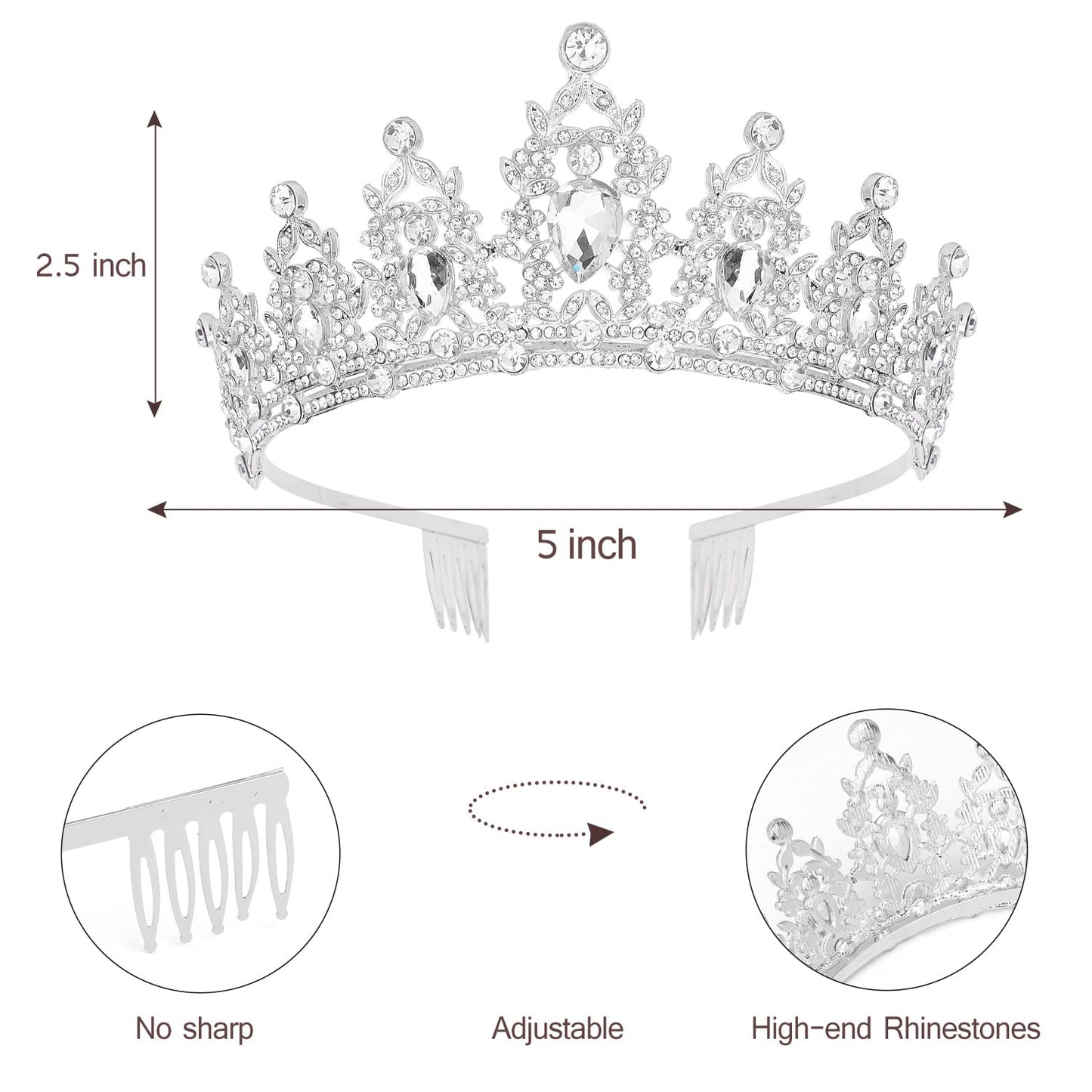 Velscrun Happy Birthday Queen Crown and Sash, Crowns for Women Birthday Queen Sash, Tiara for Women Birthday, Silver Tiaras and Crowns for Women, Happy Birthday Decorations Accessories for Women