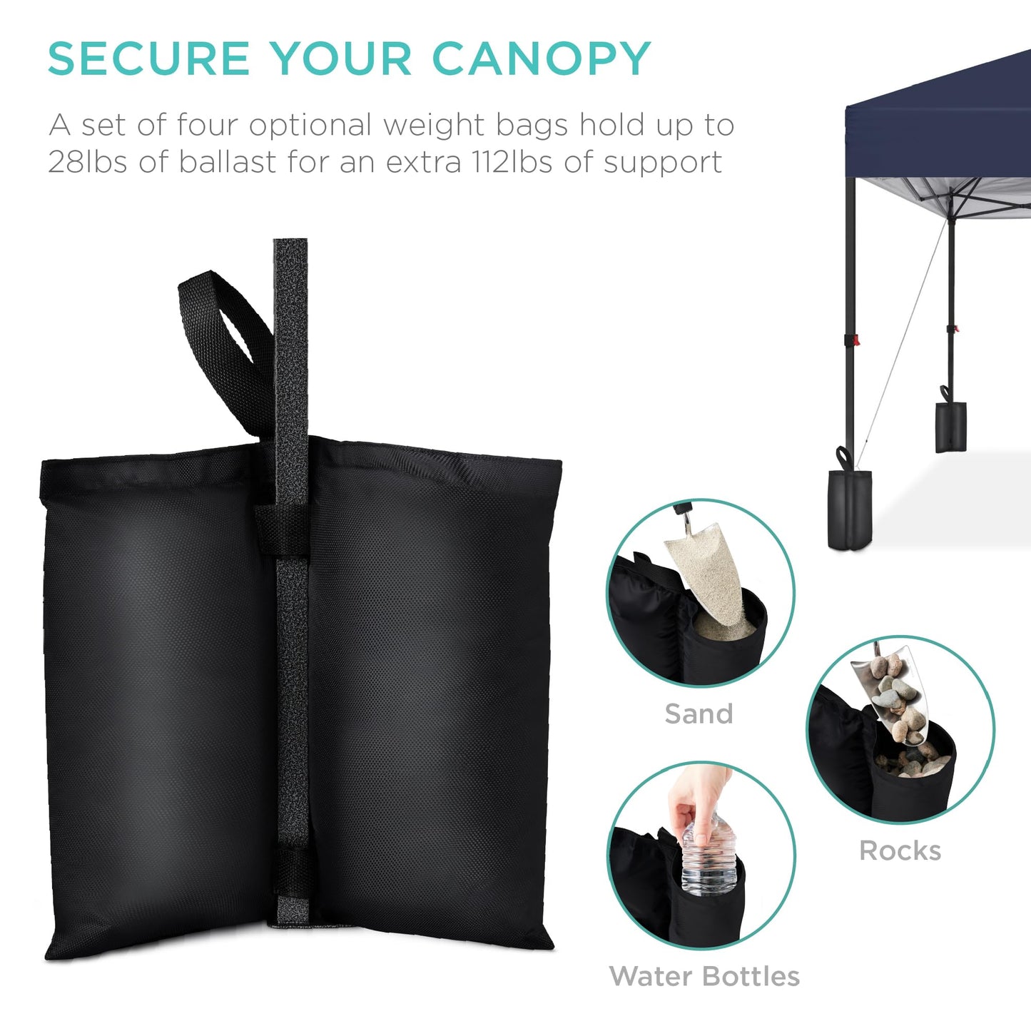 Best Choice Products 8x8ft 1-Person Setup Pop Up Canopy Tent Instant Portable Shelter w/ 1-Button Push, Case, 4 Weight Bags - Navy Blue