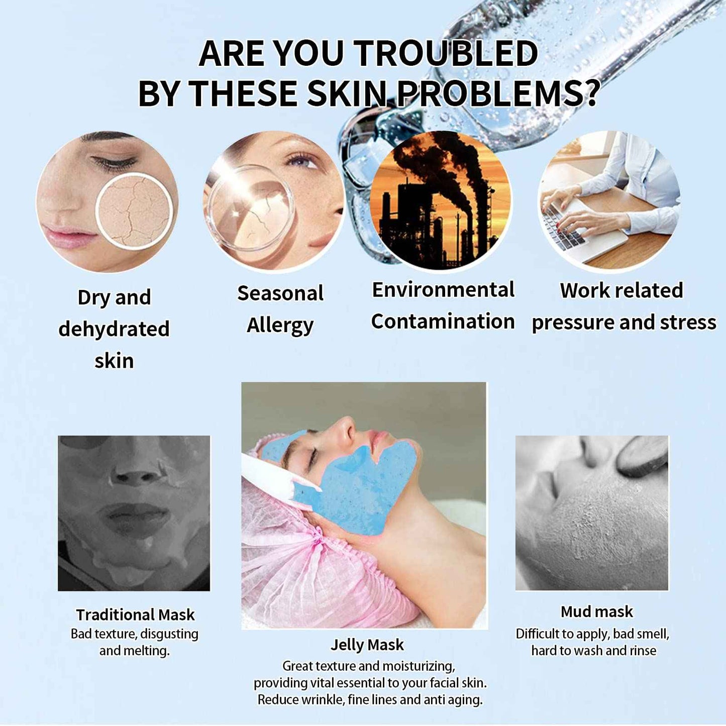 Nielies 24K Gold & Hyaluronic Acid Jelly Mask, Facial Skin Care- Collagen Peel-Off Jelly Mask Set, For Facials, Face Mask For Instant Hydration, Vegan Peel Off Face Mask, For Hydration