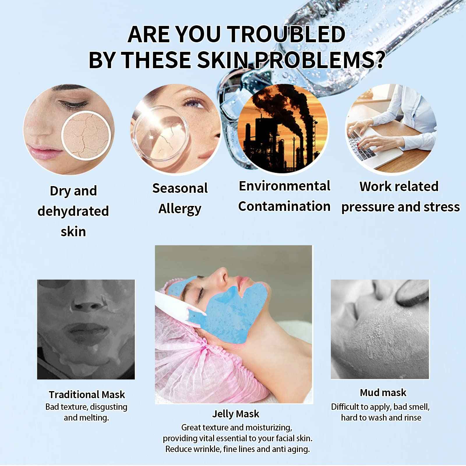 Nielies Jelly Face Mask For Facials | Bundle of 24K Gold & Vampire+ Hyaluronic Acid Hydrating And Brightening HydroJelly Masks | Vajacial