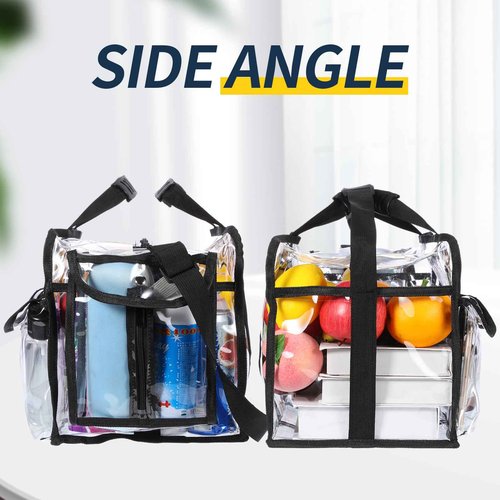 Abbylike 2 Pcs Large Professional Clear PVC Travel Makeup Bag with 4 External Pockets and Shoulder Strap Zippered Toiletry Bags for Women(Black)